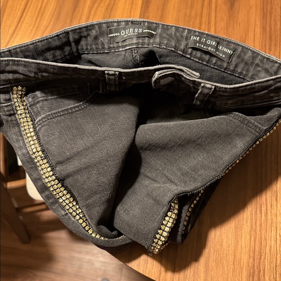 Guess Charcoal Jeans with Rhinestone Accents- a few rhinestones missing - Picture 5 of 8